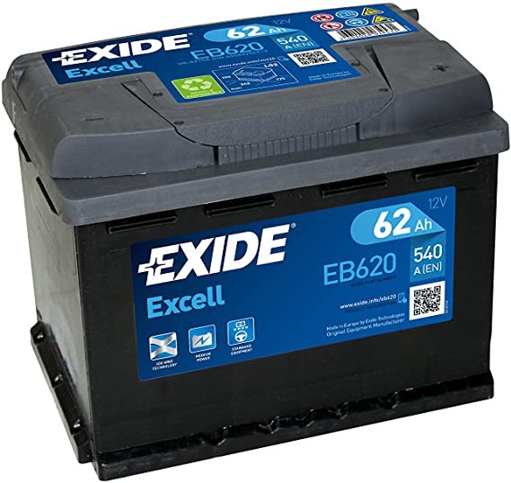 EXIDE EB620 EXCELL CAR BATTERY 62Ah 540A 027SE