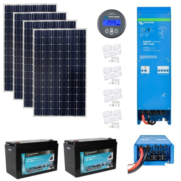 Victron Off-grid Lithium Kit with 700W Solar Panels 2.6kW Lithium Battery Storage 12V, Cabin Office