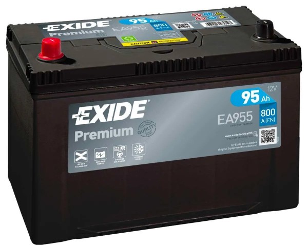 Exide Premium EA955 95Ah 800A Type 250 12V Car Battery With Carbon Boost 2.0 Technology