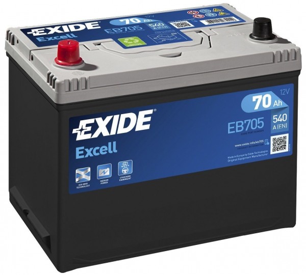 Exide Excell EB705 70Ah 540A Type 069 12V Car Battery