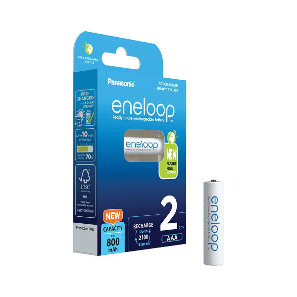 Eneloop BK-4MCDE AAA 800mAh Ready To Use Rechargeable Batteries (Blister of 2)