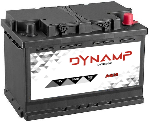 Dynamp 57001 Start-Stop AGM 70Ah 760A Type 096 12V Car Battery, 096, Common Part Codes, Car Batteries