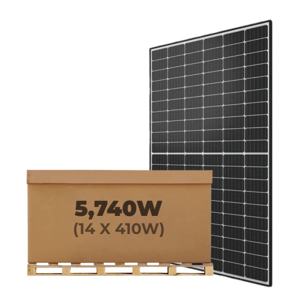 5.74kW JA Solar Panel Kit of 14 x 410W Mono PERC Half-Cell Black Rigid Solar Panels