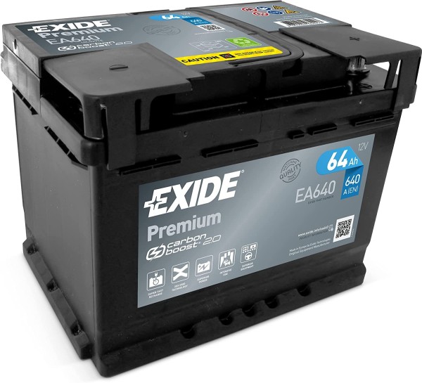 Exide Premium EA640 64Ah 640A Type 027 12V Car Battery With Carbon Boost 2.0 Technology