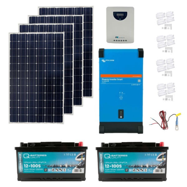 Victron Energy 700W Off-grid Solar Kit with Lithium Battery, MPPT and Inverter KIT40