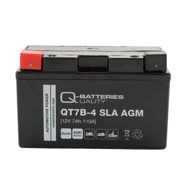 Q-Batteries QT7B-4 AGM 12V 7Ah 110A Motorcycle Battery