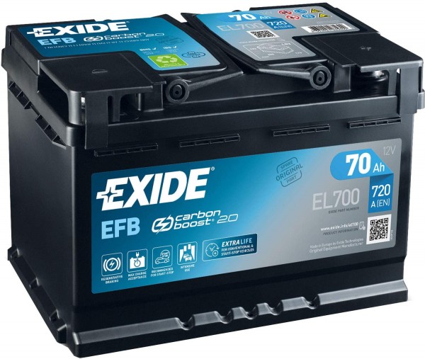 Exide EL700 Start-Stop EFB 70Ah 720A Type 096 12V Car Battery
