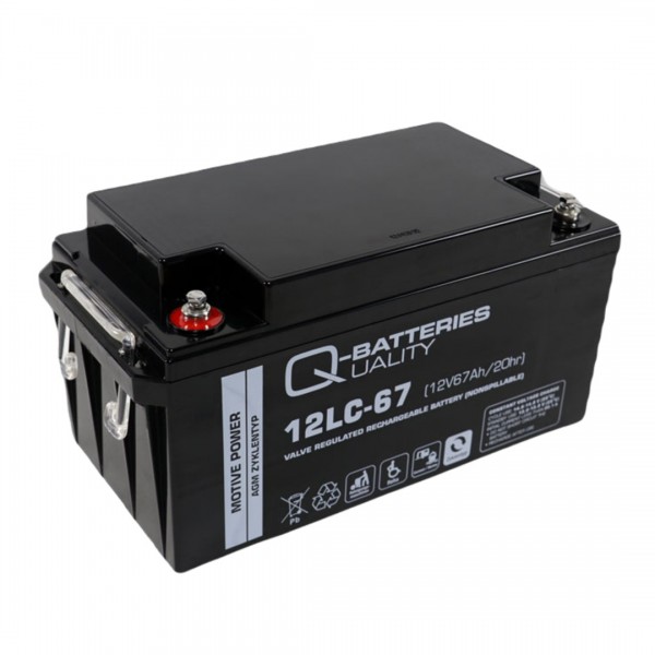 12V 67Ah lead Battery Cycle Type AGM Deep Cycle VRLA Q-Batteries 12LC-67