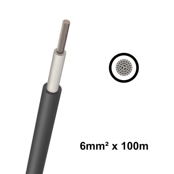 Elettro Brescia 6mm2 Single-Core DC Cable 100m - Black