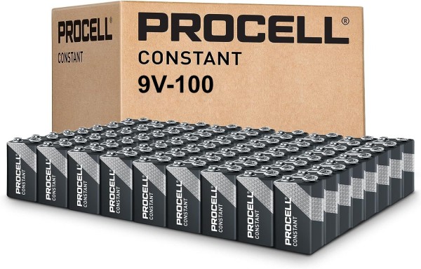 Duracell Procell Constant 9V Bulk Pack of 100 Alkaline Battery MN1604 9V