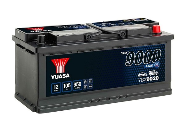 Yuasa YBX9020 AGM Start Stop 105Ah 950A 12V Car Battery Type 020