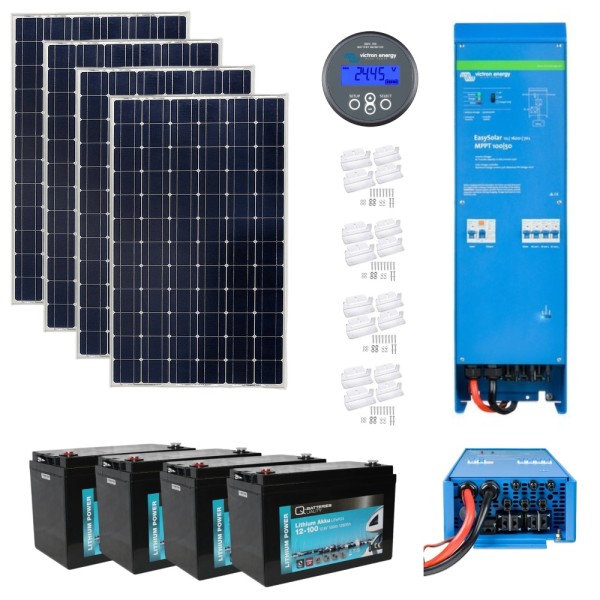 Victron Off-grid Lithium Kit with 700W Solar Panels 5.2 kW Lithium Battery Storage 12V, Cabin Office