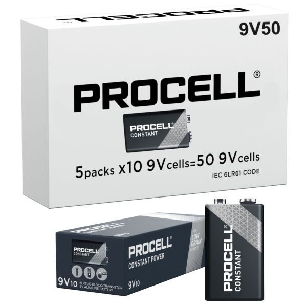 Duracell Procell Constant 9V Alkaline Battery MN1604 9V (50 pack)