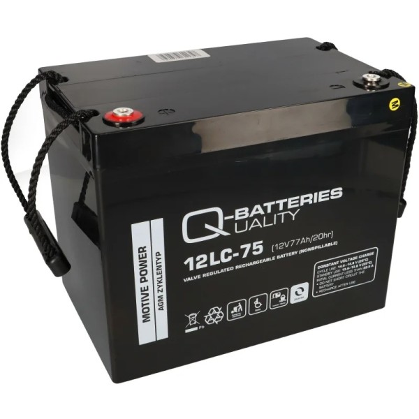 Q-Batteries 12LC-75 / 12V - 77Ah Lead acid battery Cycle type AGM - Deep Cycle VRLA