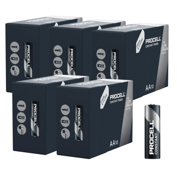 50X Bulk Pack Duracell Procell Constant AA Alkaline Battery MN1500 1,5V