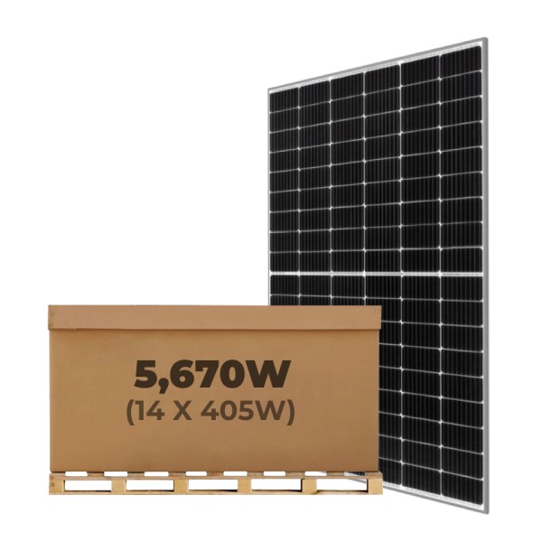 5.67kW JA Solar Panel Kit of 14 x 405W Mono PERC Half-Cell Silver Frame Rigid Solar Panels