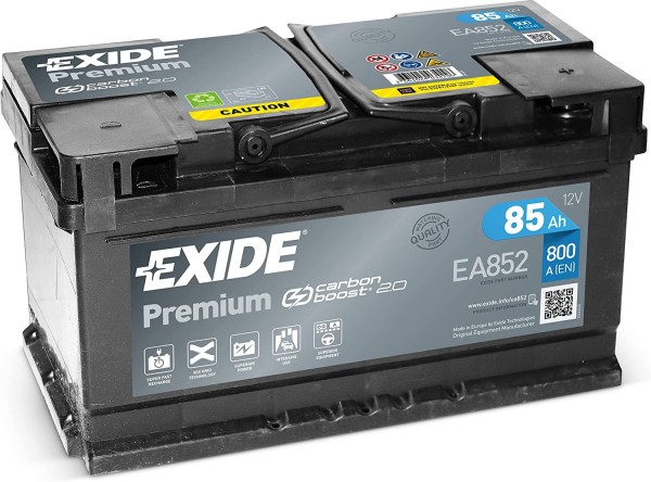 Exide EA852 85Ah 800A Type 110 12V Car Battery With Carbon Boost 2.0 Technology