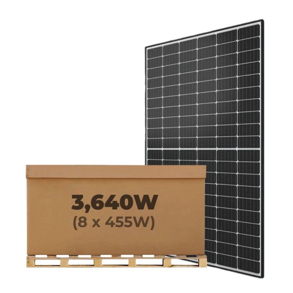 3.64kW Bisol Duplex Solar Panel Kit of 8 x 455W Mono PERC BBO Half-Cell Black Rigid Solar Panels