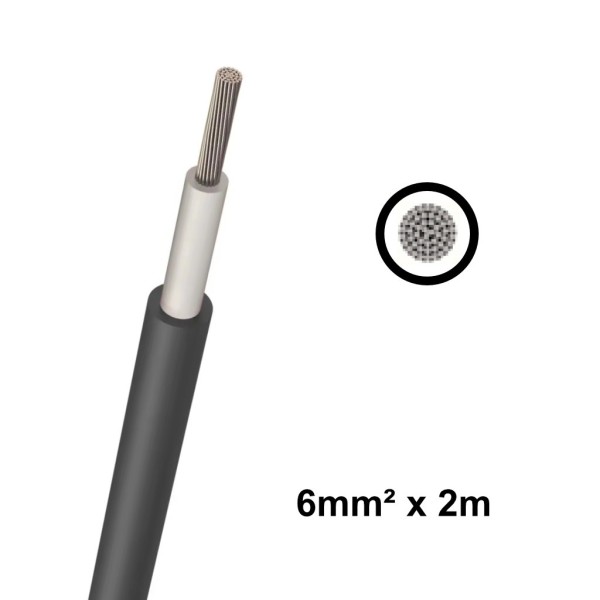 Elettro Brescia 6mm2 Single-Core DC Cable 2m - Black