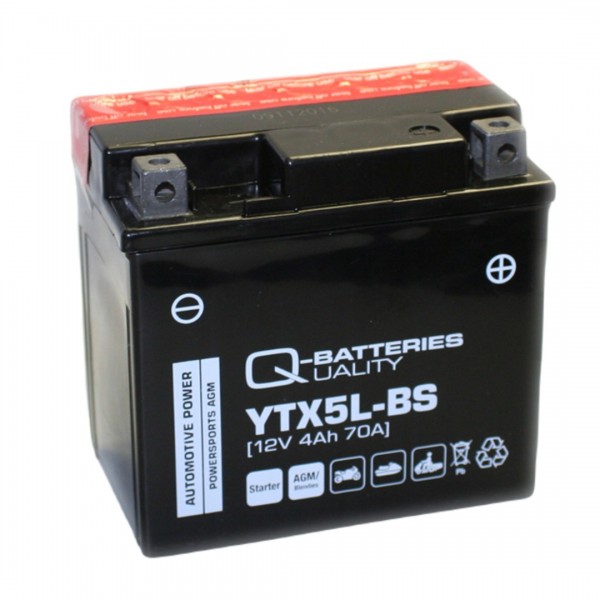 Q-Batteries Motorcycle battery YTX5L-BS 50412 AGM 12V 4Ah 70A
