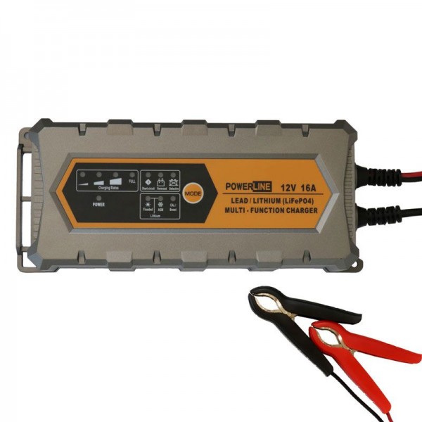 PowerLine multifunctional charger 12V 16A for lead and lithium batteries